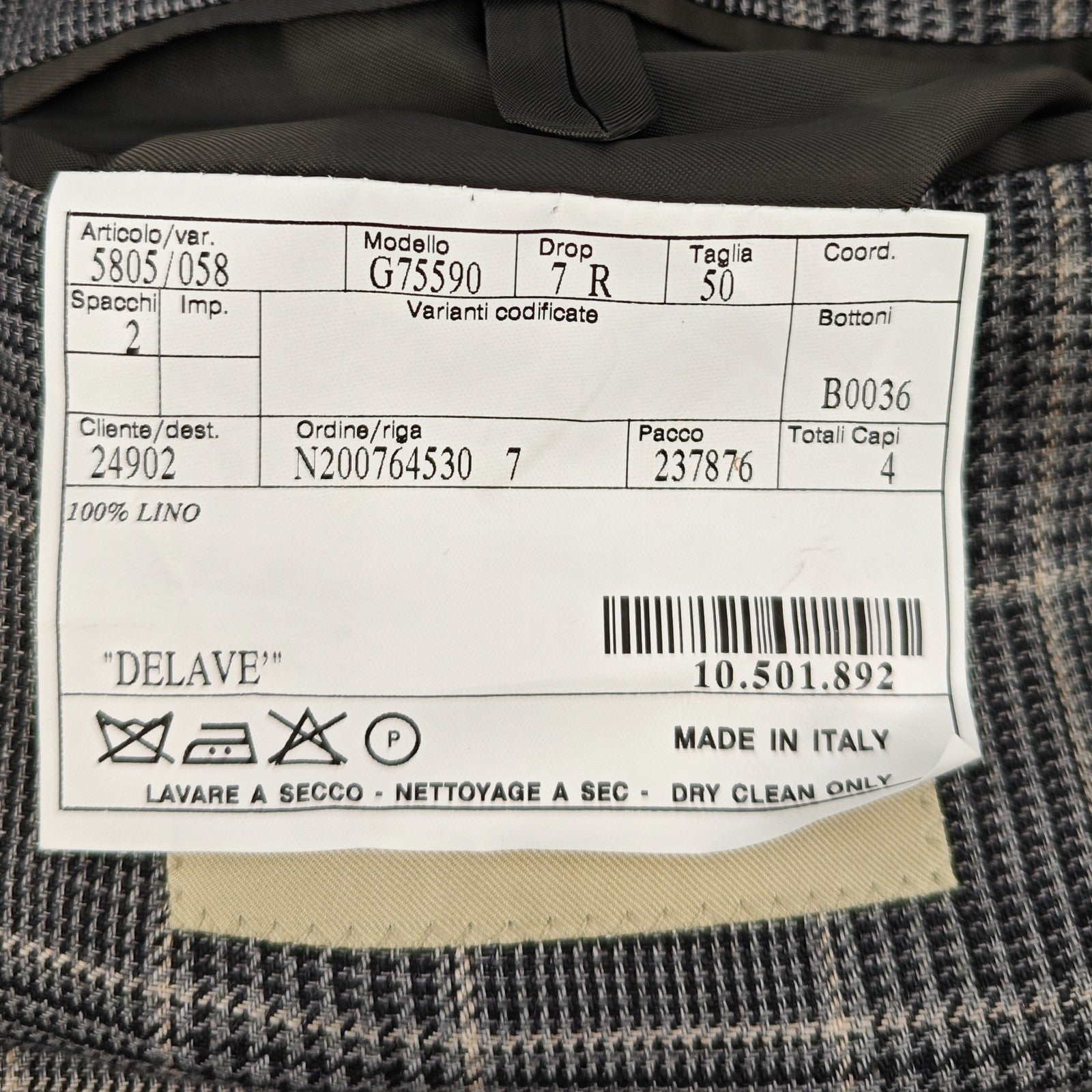 1400$ BURBERRY LONDON Grey Prince of Wales 100% Linen Jacket Sport Coat 3/2 Roll