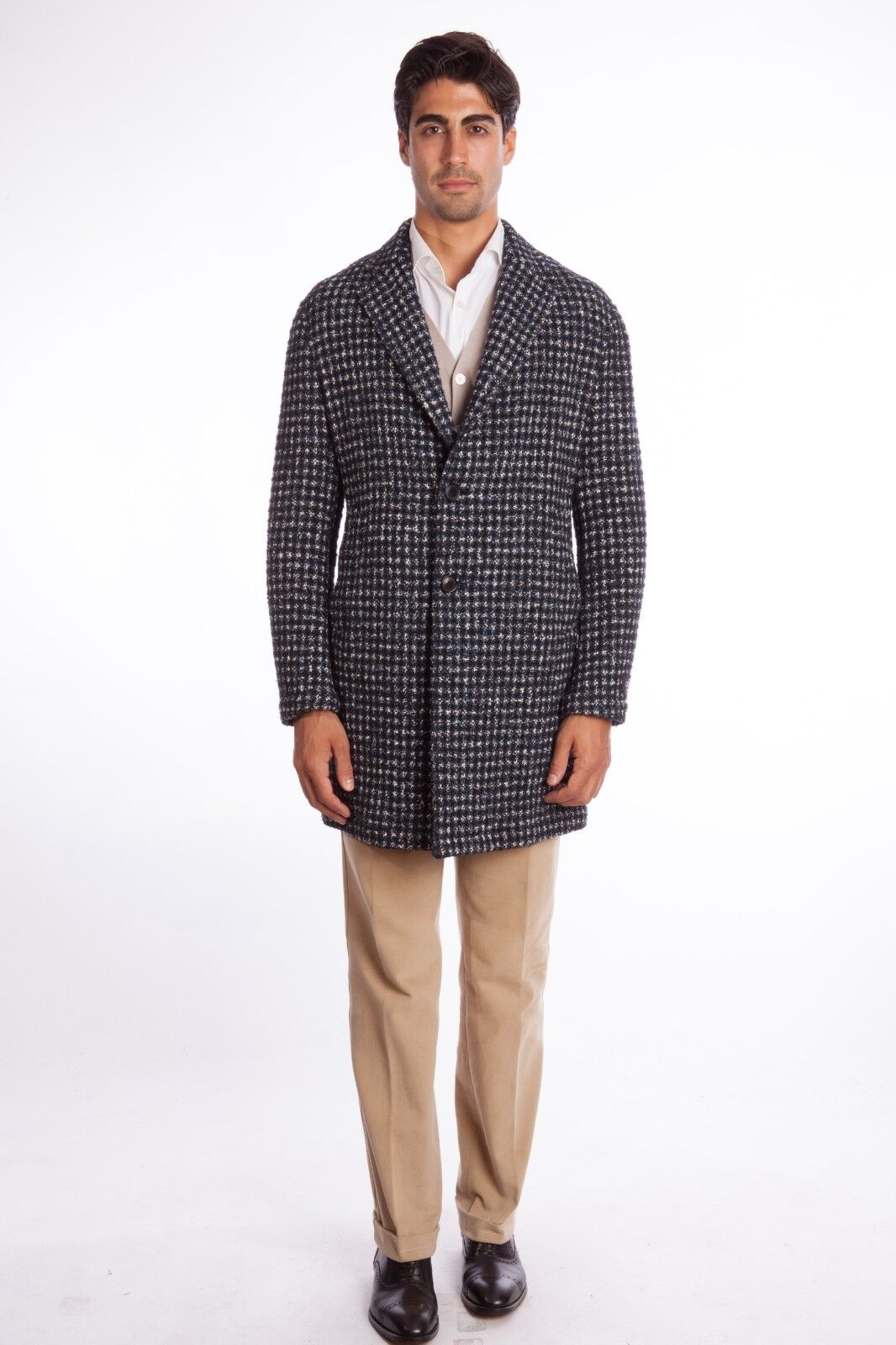 $2750 BELVEST Blue Wool Alpaca Mohair Cotton Silk Coat 40 US / 50 EU Drop 8R