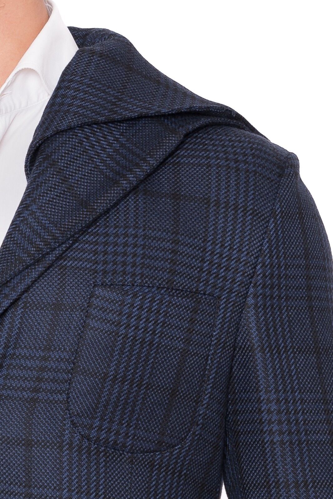3250 BELVEST Glen Plaid Dark Blue Wool Coat 38 US / 48 EU Drop 8R F/W 2018 Slim