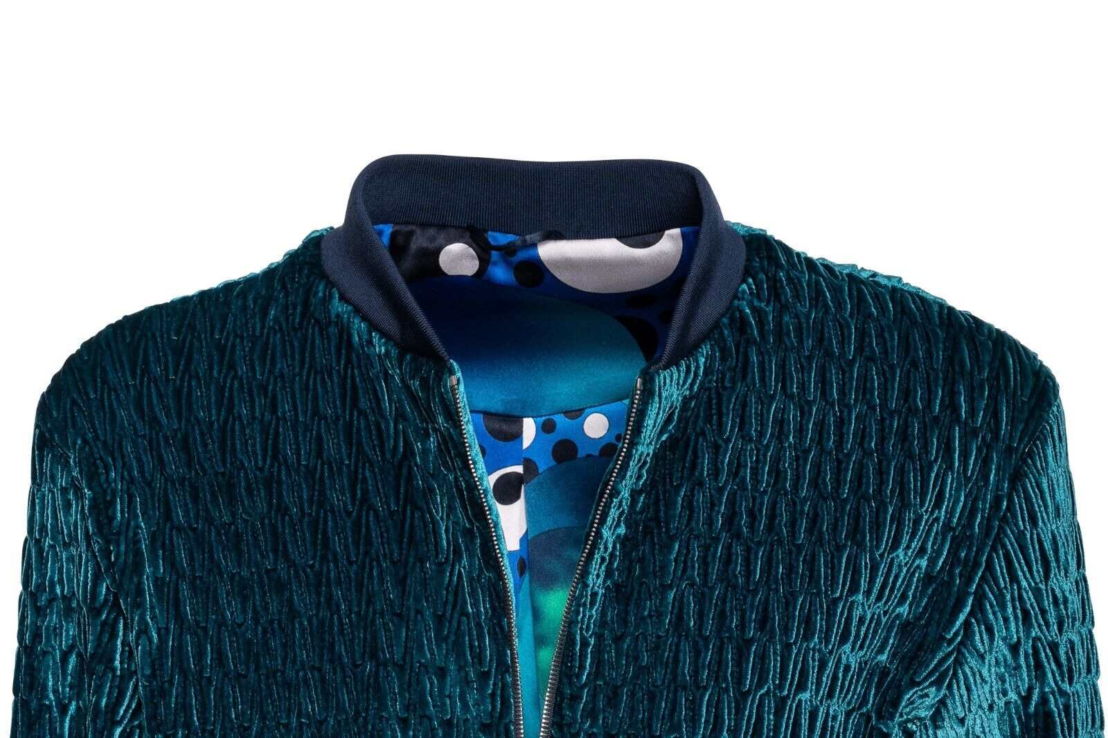 2000$ FABIO CAVIGLIA Bomber Jacket "WOVEN" Corduroy Lining in Silk 40 US / 50 EU