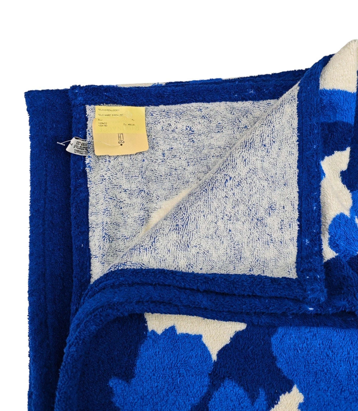 550$ RUBINACCI "Sirenuse" Beach Towel 100x180 cm White / Blue Italian Luxury