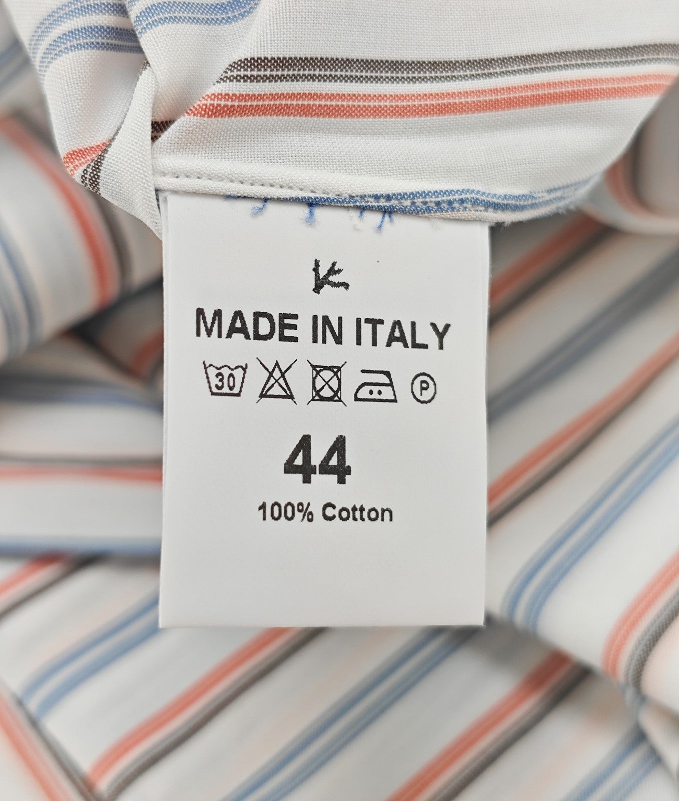 730$ ISAIA NAPOLI "Mix" Dress Shirt White Striped Lightwheight Cotton 17.5 - 44