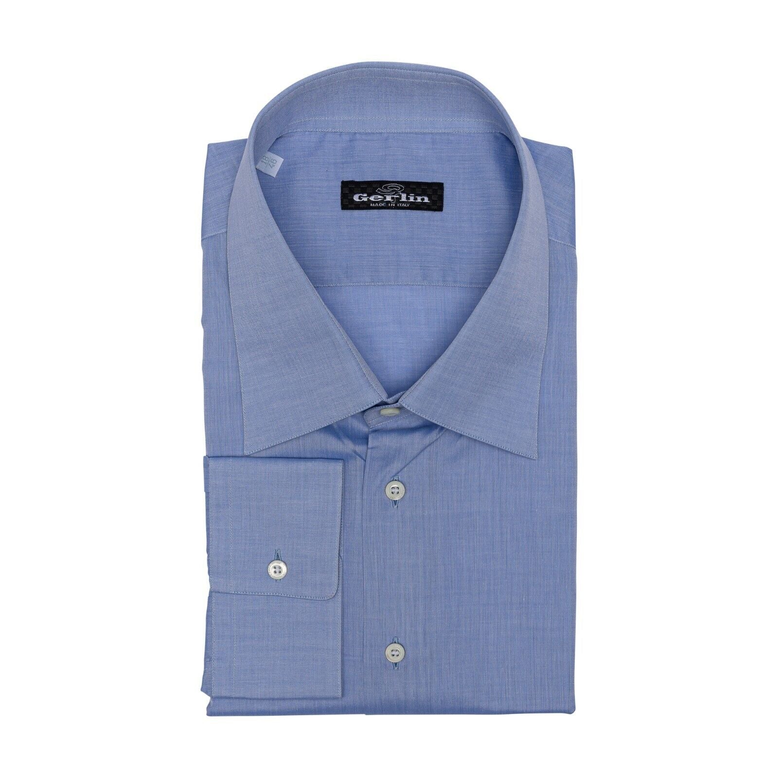 690$ ITALIAN LUXURY GERLIN Shirt Blue Fine Cotton 18 - 46   1AL BIJAN