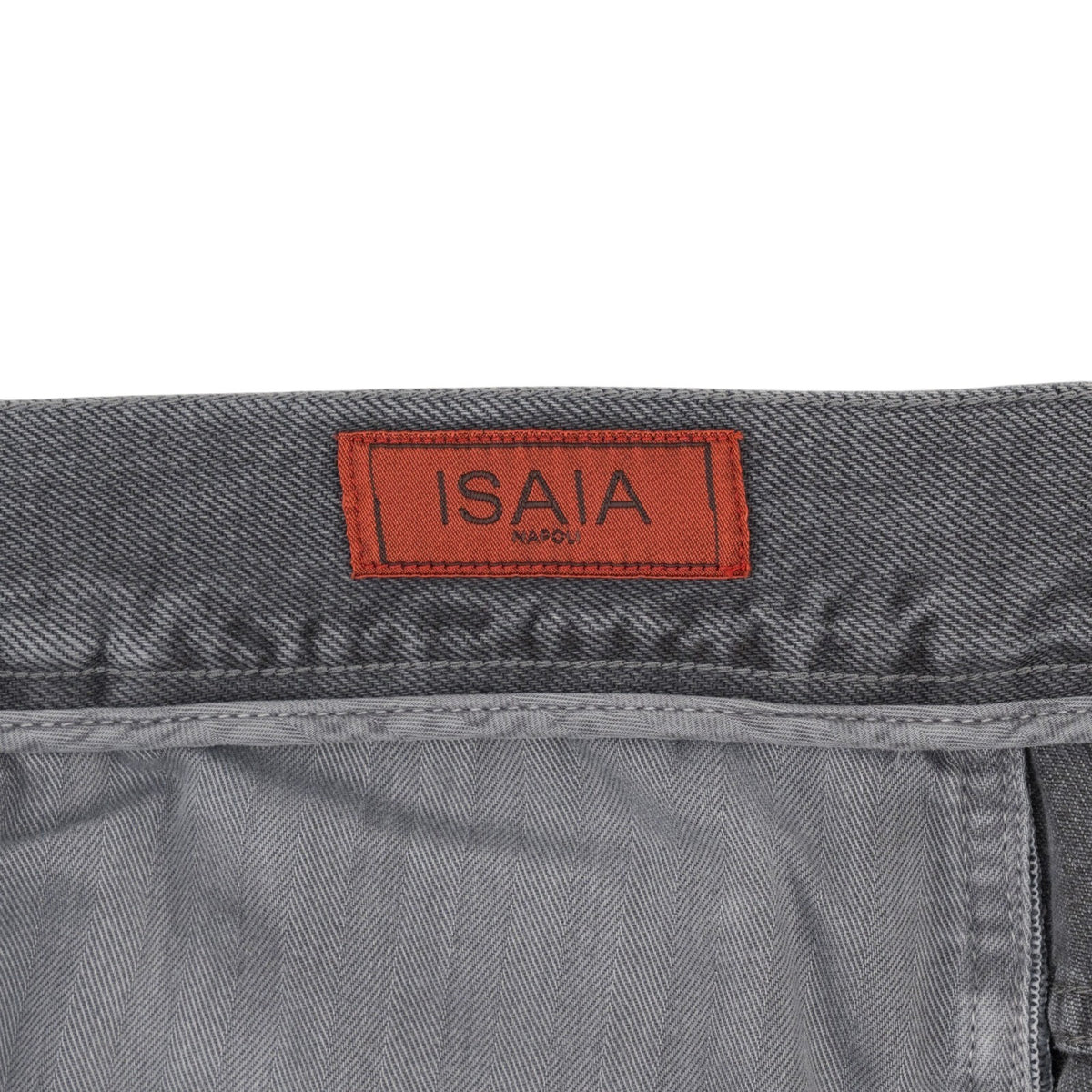 795$ ISAIA NAPOLI "Forcella" Gray Denim Jeans Pant Cotton - Leather Tag Wide Leg