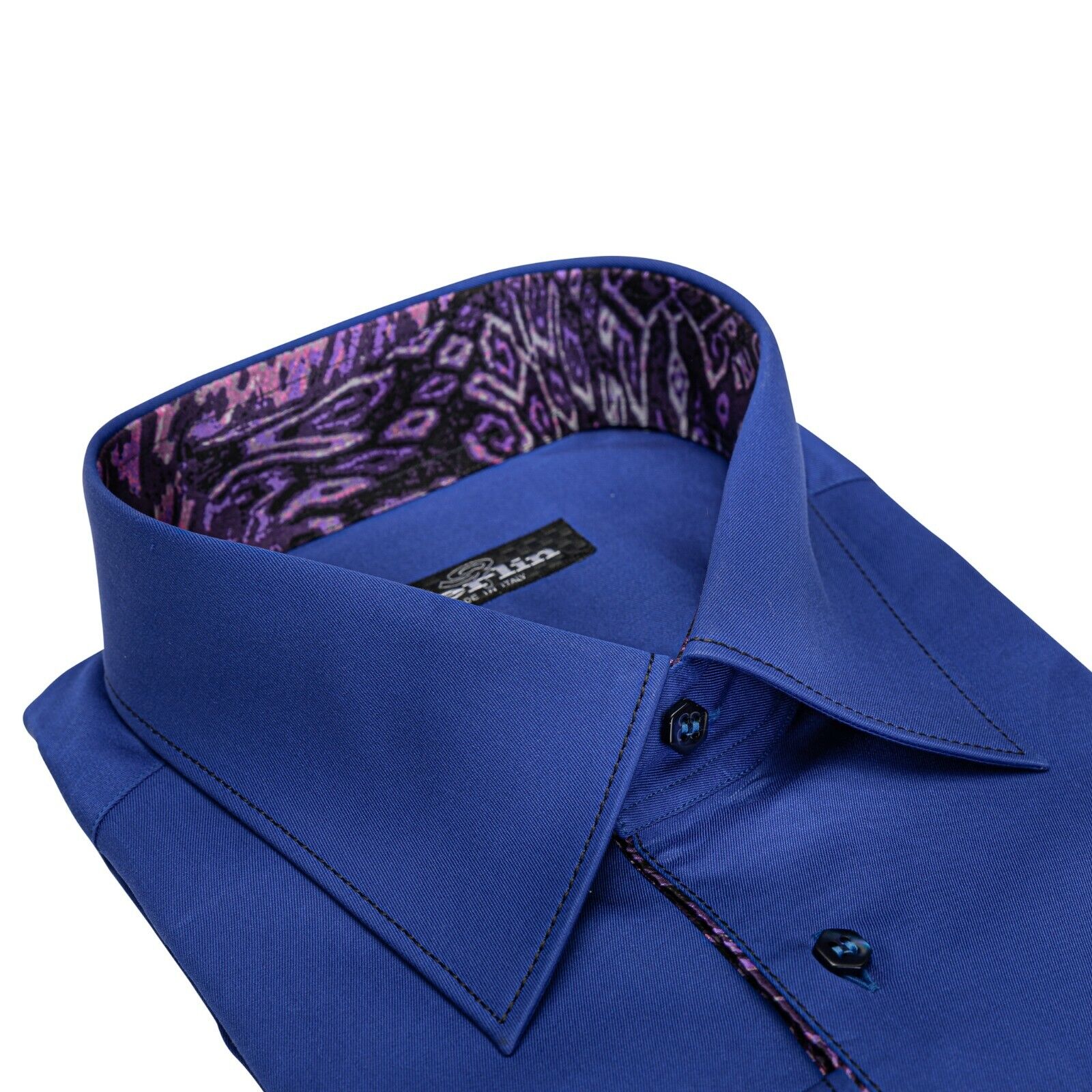 ITALIAN LUXURY 950$ GERLIN Shirt Blue ALUMO Cotton + Silk 16-41 BIJAN