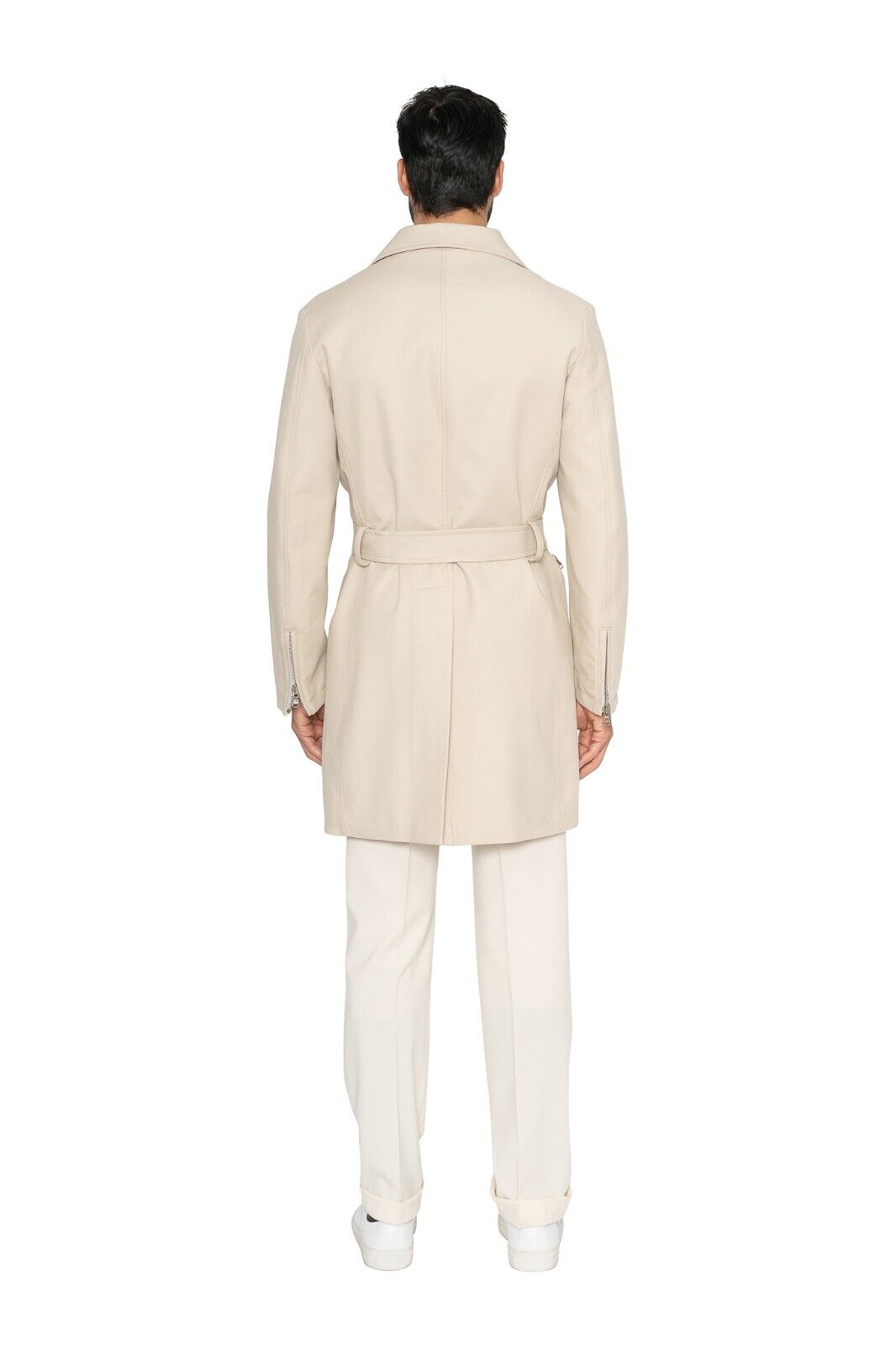 $1900 EIDOS by ISAIA NAPOLI Beige Belted Trench Coat Cotton 38 US / 48 EU - Slim