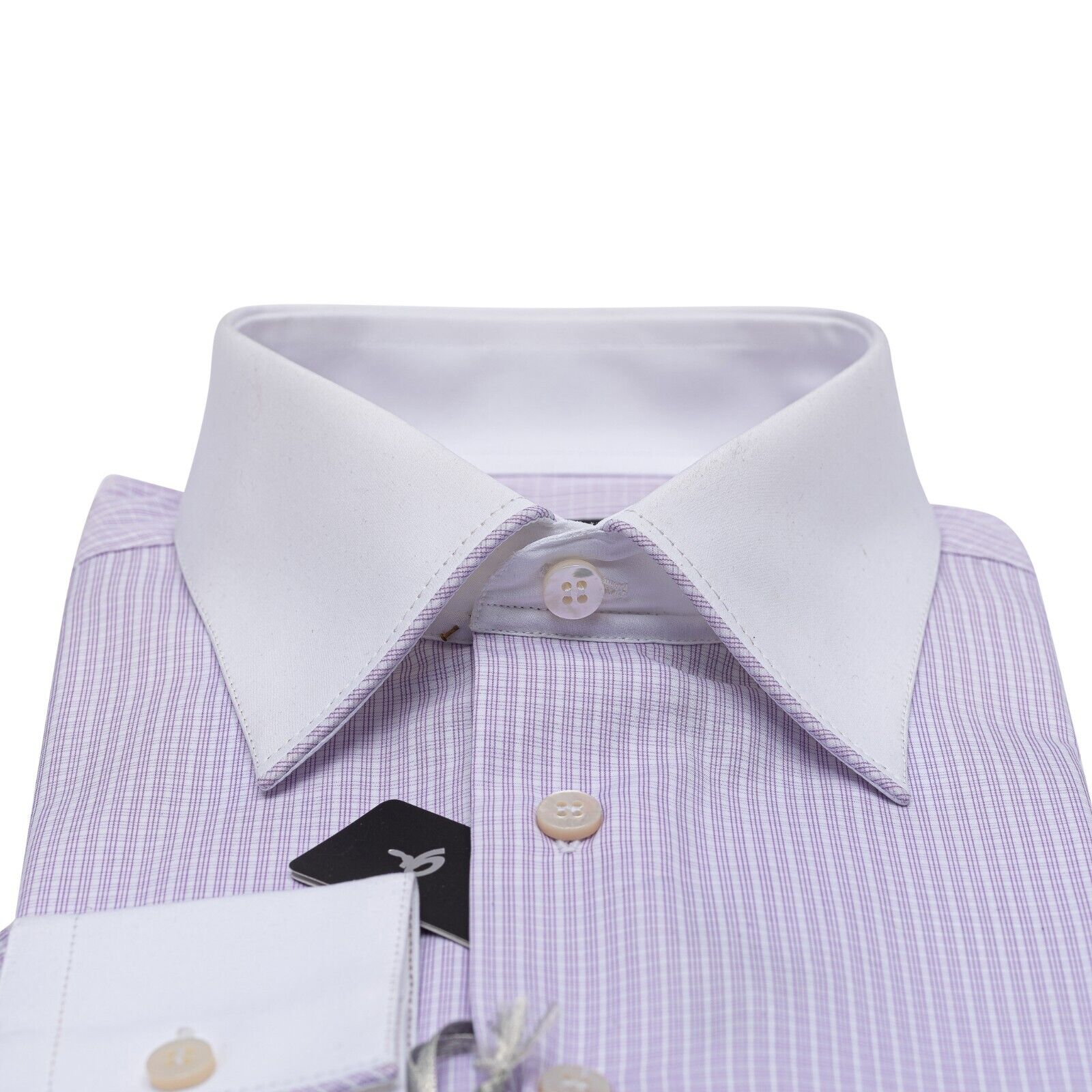 690$ LUXURY GERLIN Shirt Lilac Checks TWILL Cotton 16 - 41 1O BIJAN