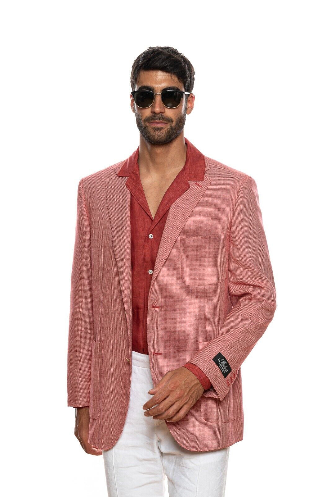 BELVEST Light Red Wool Cotton Honeycomb Jacket Blazer 46 US / 56 EU 7 R
