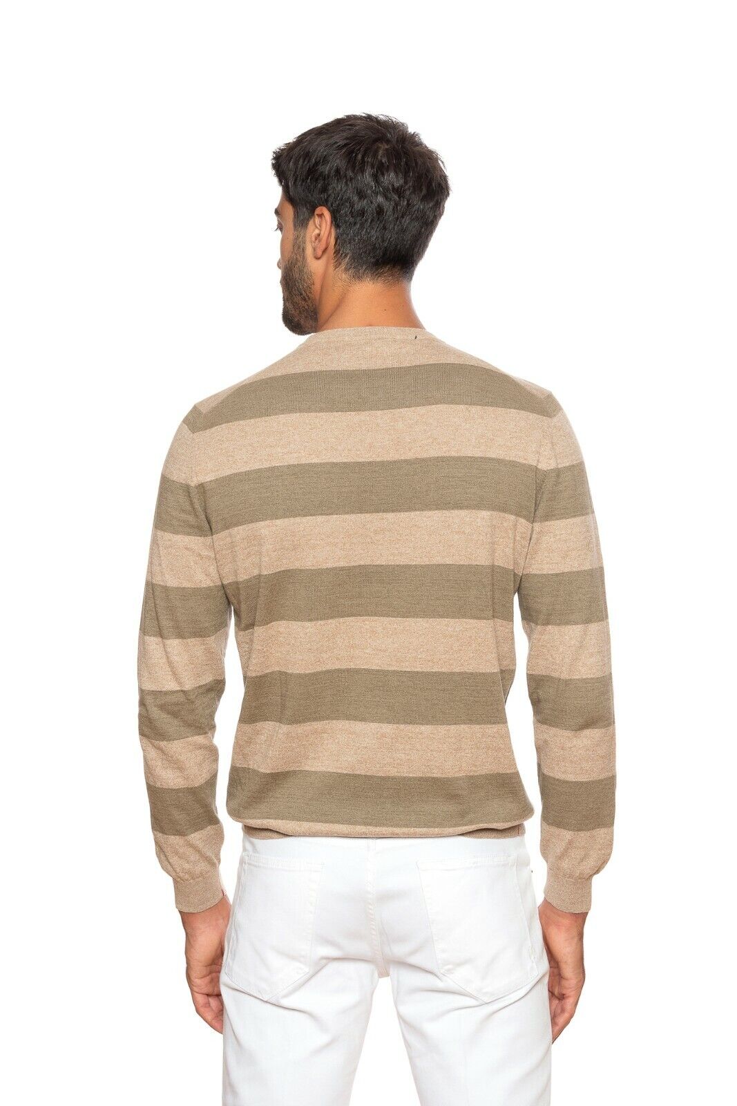 Luxury Knitwear FIORONI CASHMERE by Attolini Sweater Striped Cotton 40 US 50 EU