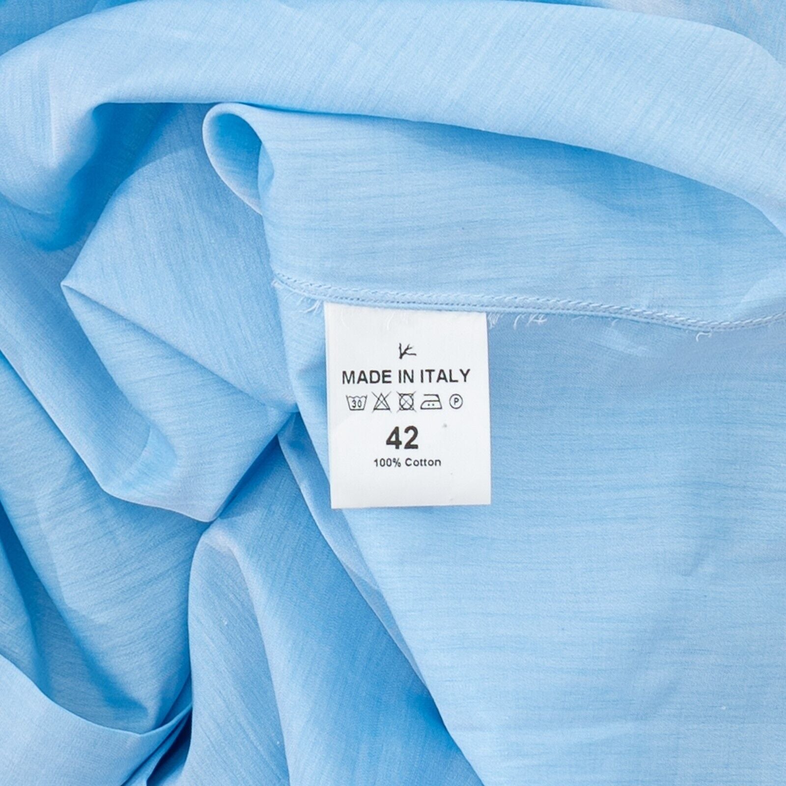 690$ ISAIA NAPOLI Blue Solid Hand-Sewn Sartorial Dress Shirt Fine Cotton