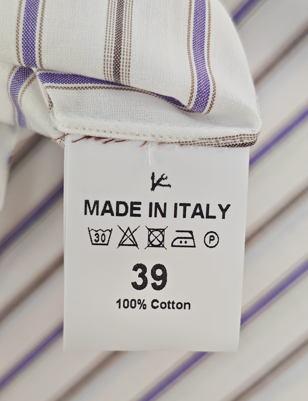 730$ ISAIA NAPOLI "Mix" Dress Shirt White - Violet Striped Fine Cotton 15.5 - 39