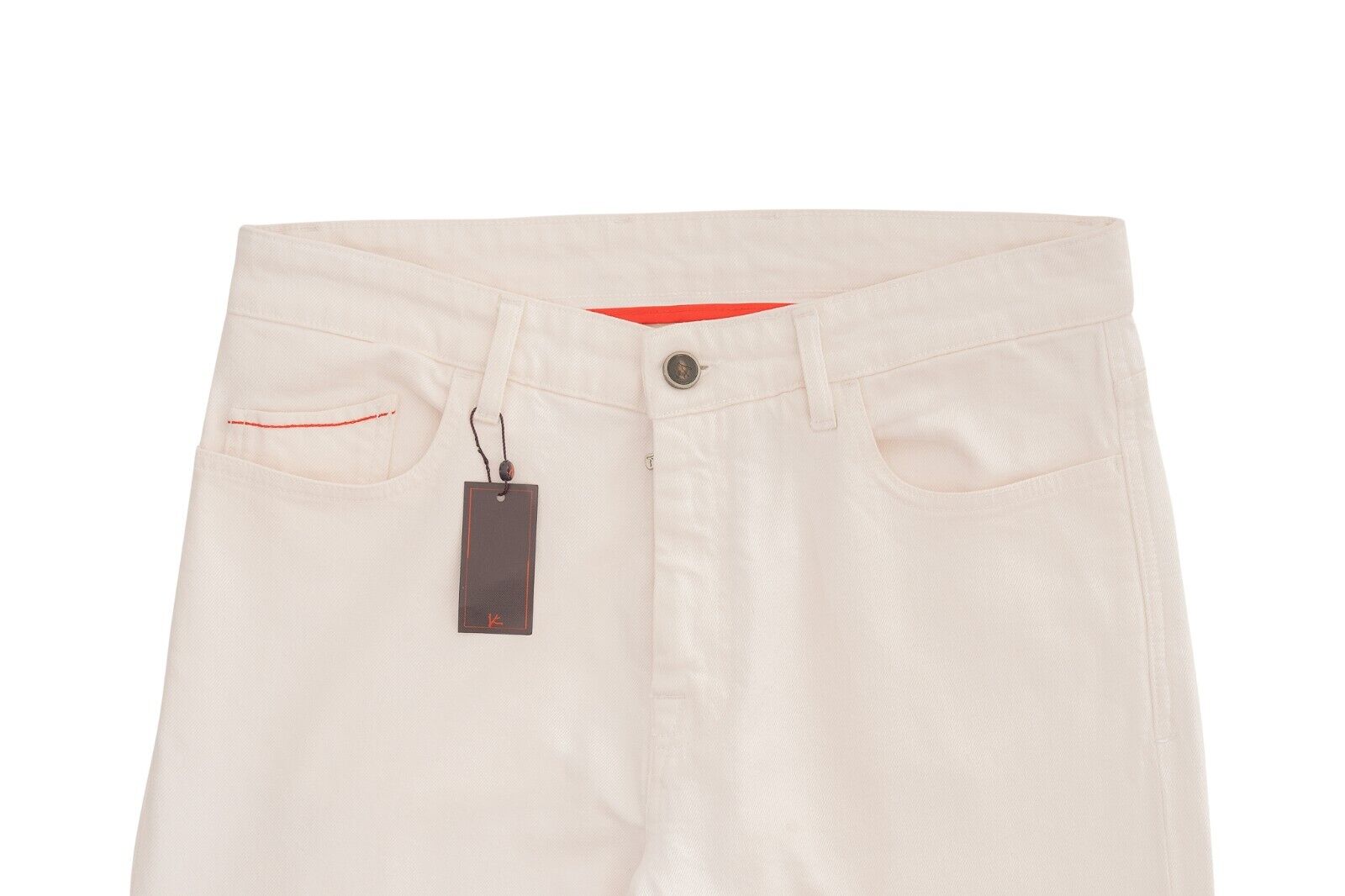 690$ ISAIA NAPOLI Ivory 5 Pockets Denim Jeans Trousers Pant Cotton 32 US / 48 EU