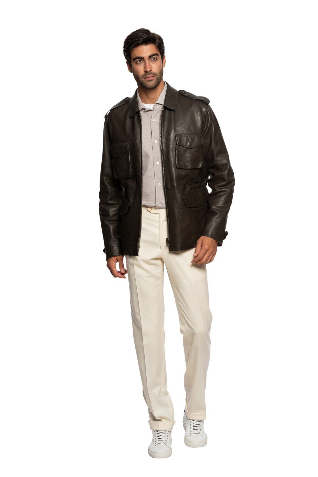 $2200 BOGLIOLI Dark Brown Jacket Coat Padded 100% Leather 40 US / 50 EU
