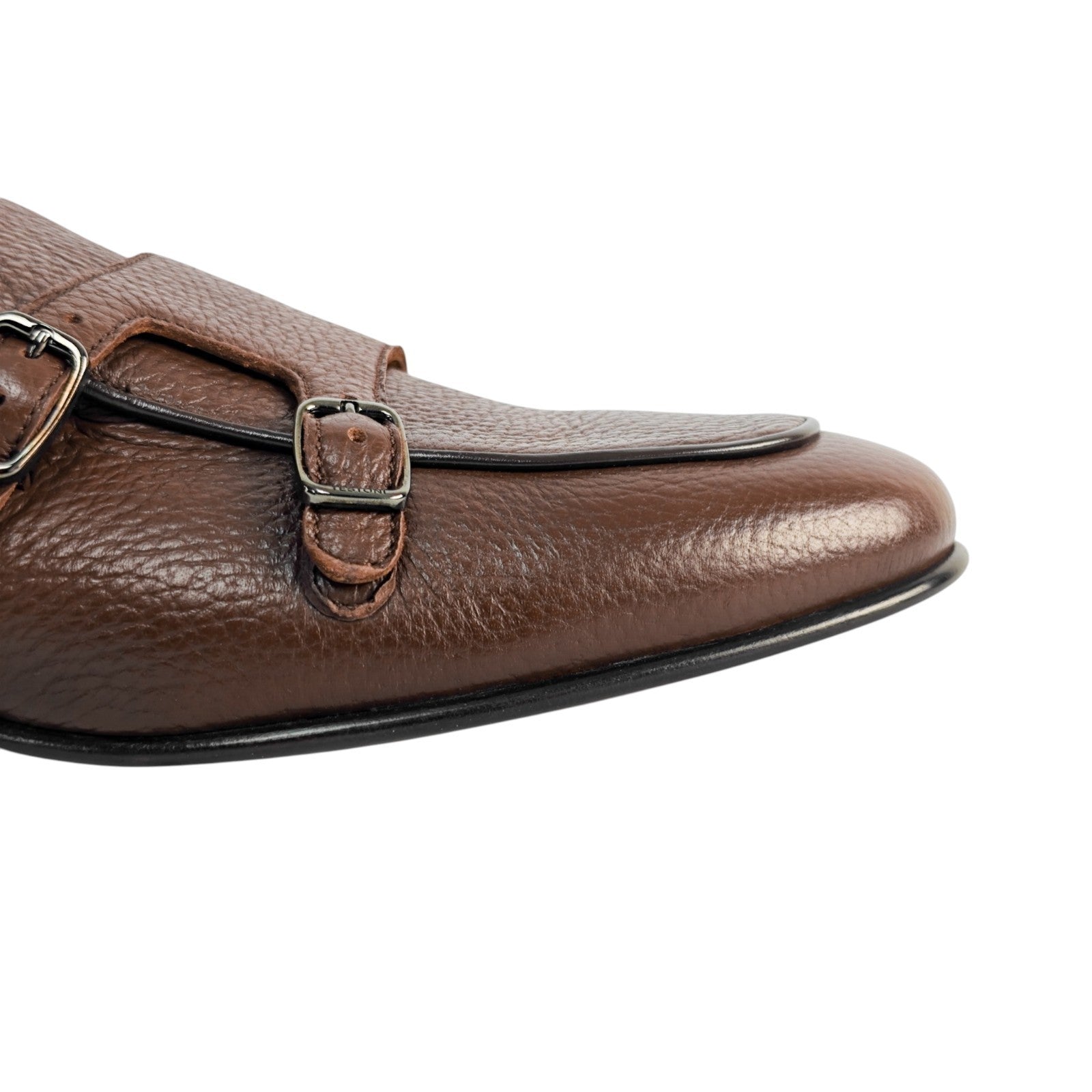 1400$ TESTONI "Portonovo" Double Monk Shoes Cigar Deerskin 8 UK / 9 US / 42 IT