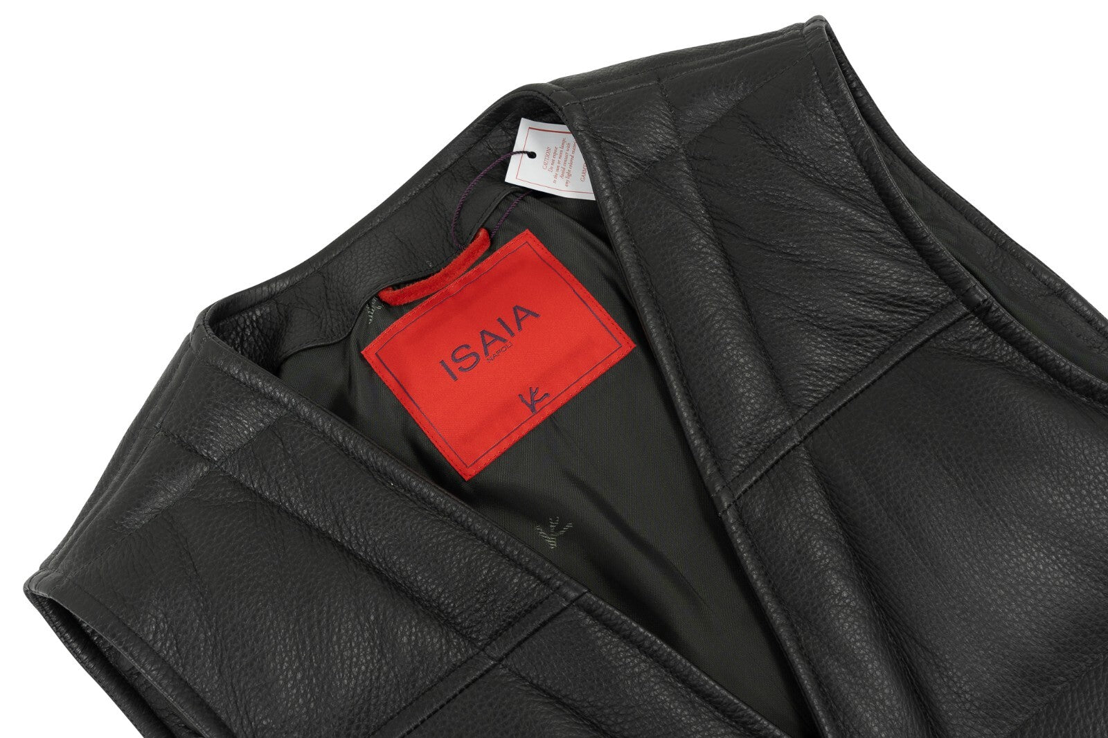 4800$ ISAIA NAPOLI Charcoal Padded Vest Jacket Deerskin Leather 38 US / 48 EU
