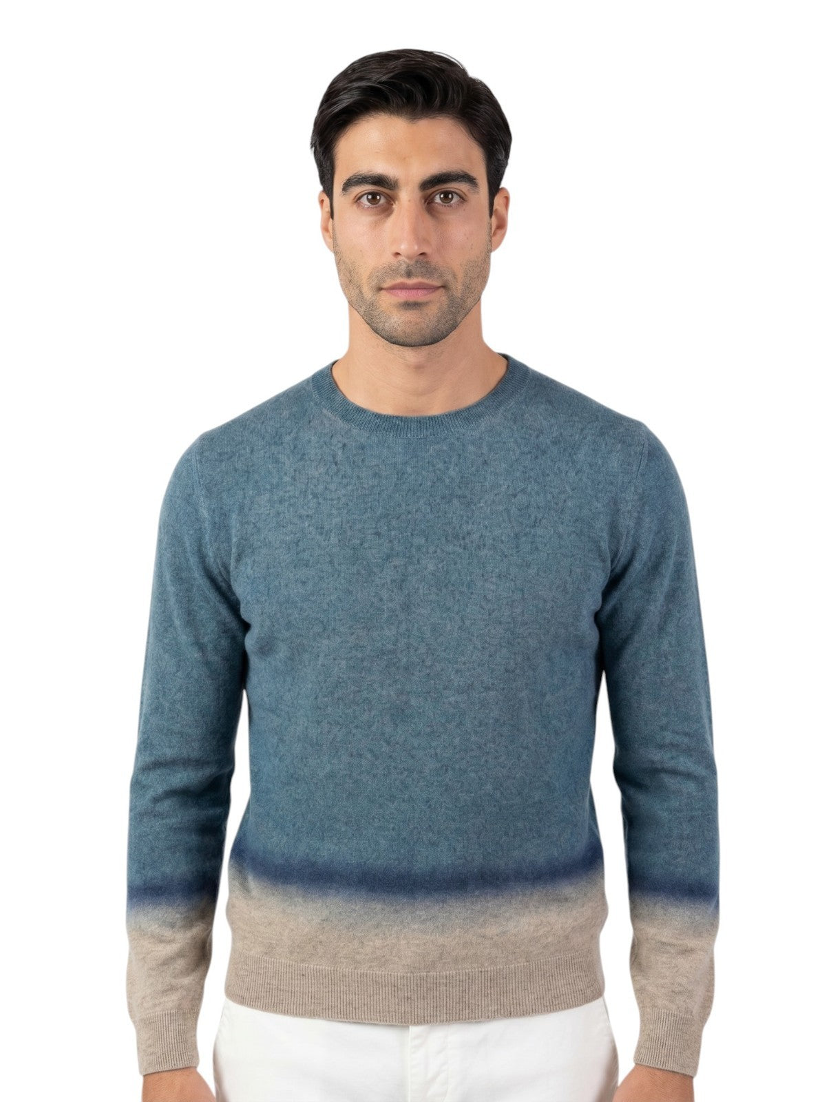 2200$ ISAIA NAPOLI Blue Crewneck Sweater Ultra Soft Cashmere - Silk