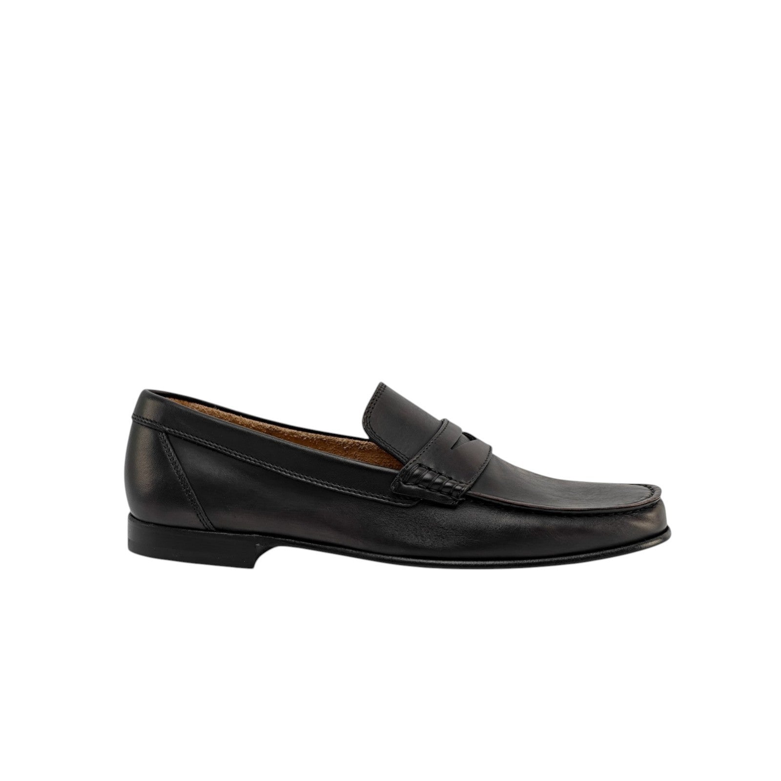 $1200 TESTONI "Bracciano" Unlined Loafer Shoes Soft Delavè Calf Black