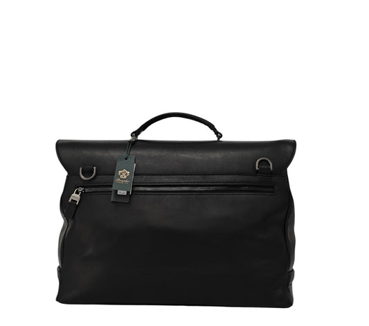 1220$ PINEIDER FIRENZE 1774 "Metro Smooth" Calf Briefcase Work Doctor Bag Black