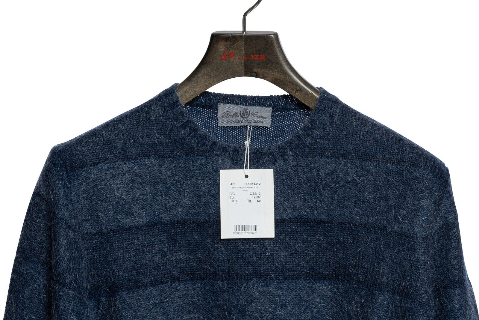430$ DELLA CIANA CASHMERE Sweater Crewneck Wool / Mohair Blue 40 US / 50 EU