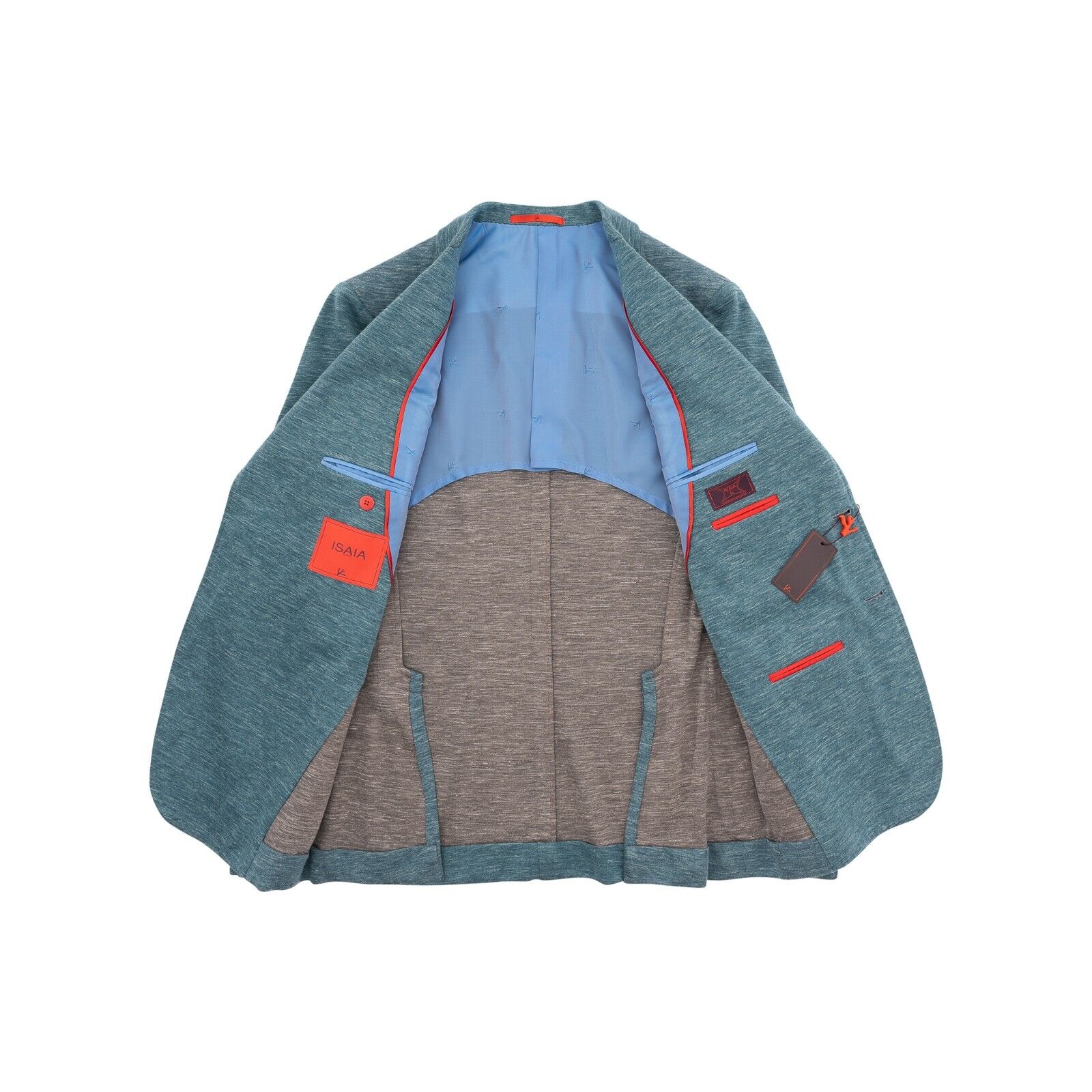$4600 ISAIA Tiffany Green Jacket Sport Jersey Wool Silk Linen 36 US 46 EU 8R
