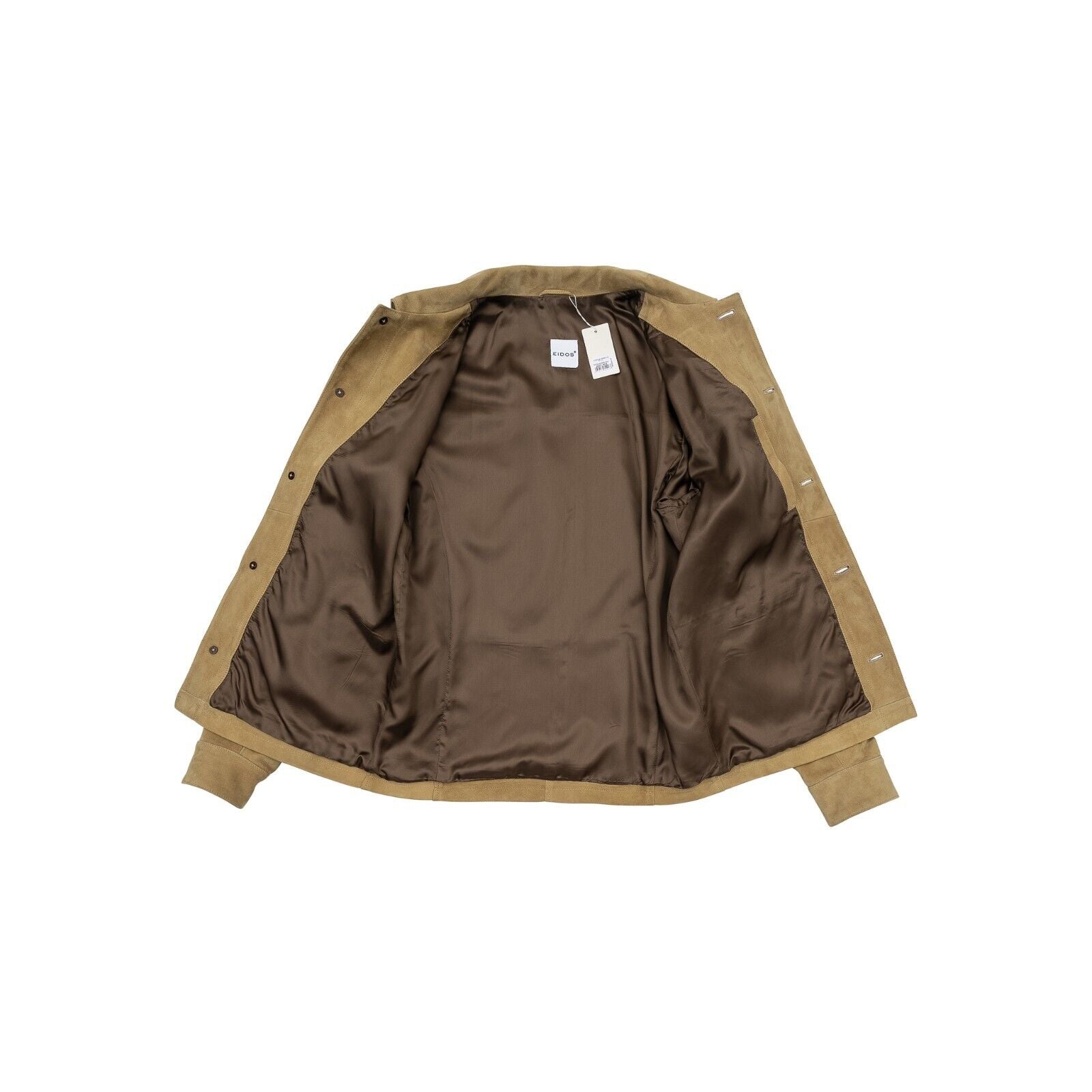 $1900 EIDOS by ISAIA NAPOLI Beige Jacket Blouson Suede Leather 38 US 48 EU Slim