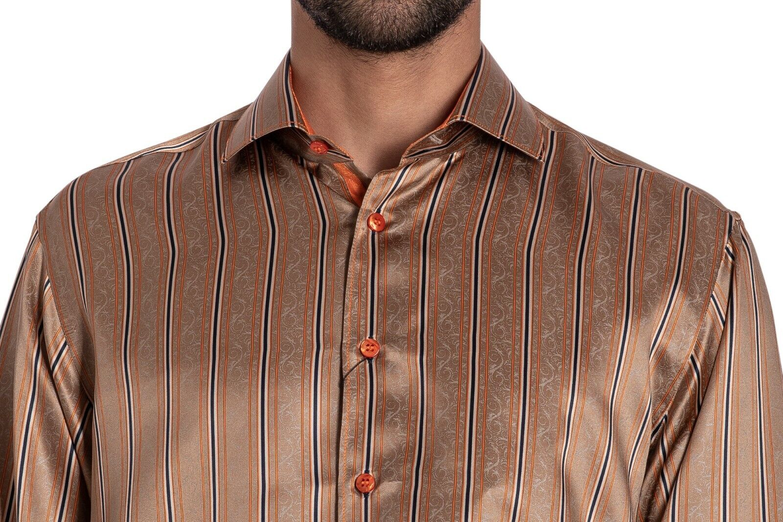 LUXURY 1400$ GERLIN Limited Edition Shirt Brown 100% Silk 16-41 BIJAN
