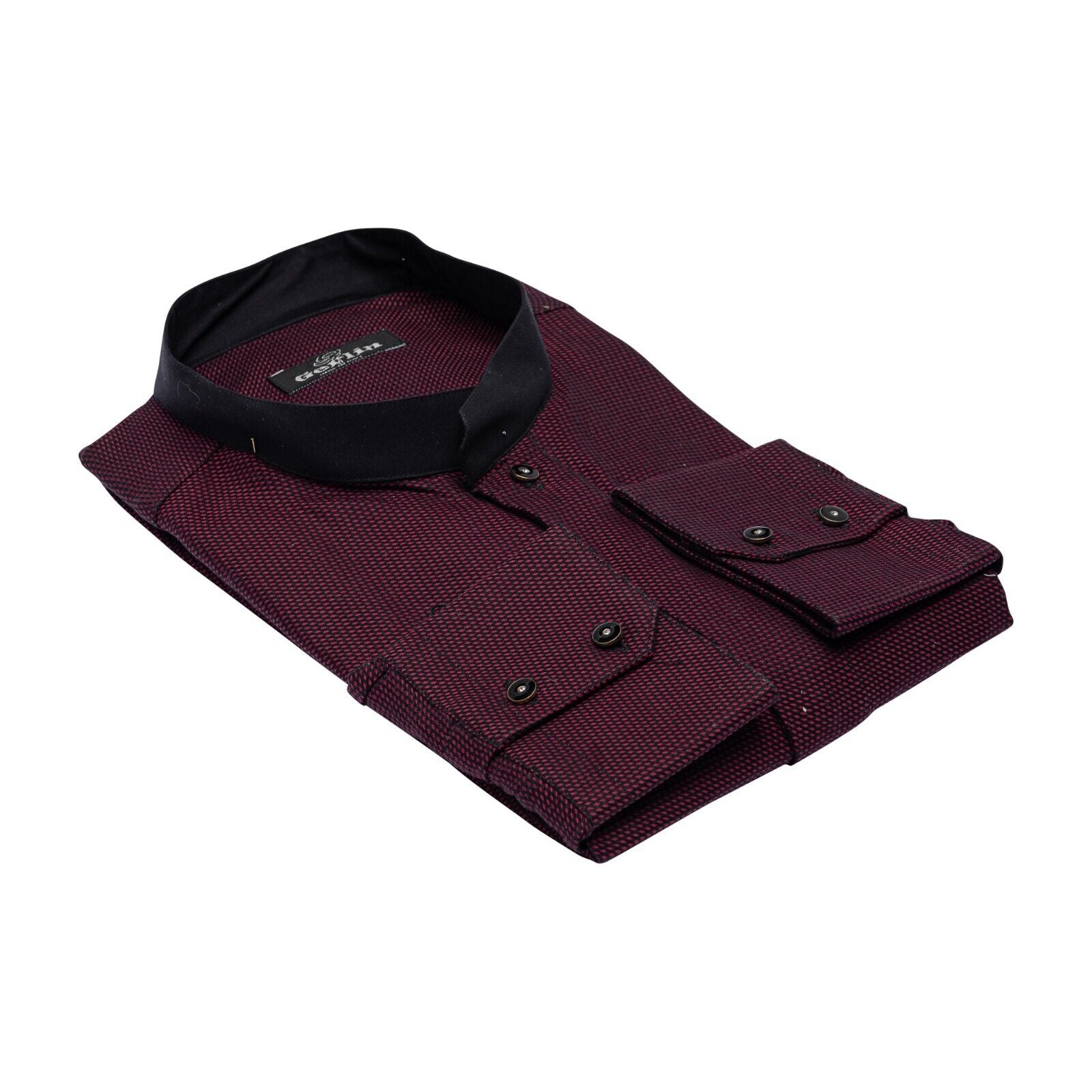 690$ LUXURY GERLIN Shirt Korean Burgundy Twill Cotton 16 - 41 2M BIJAN