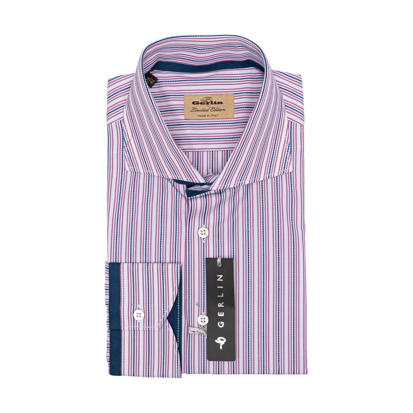 690$ ITALIAN LUXURY GERLIN Shirt Striped Cotton 16 - 41 8C BIJAN