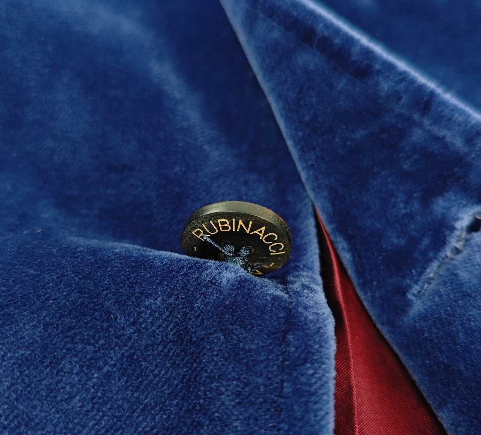 $1960 RUBINACCI NAPOLI "Vienna" Blue 5 Buttons Guru Jacket Velvet Cotton