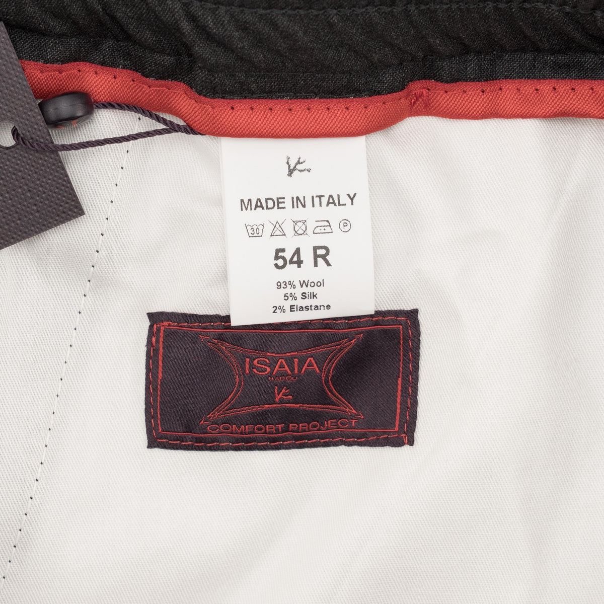 1350$ ISAIA NAPOLI Charcoal Gray Drawstring Pant Wool - Silk Relaxed 38 US 54 EU
