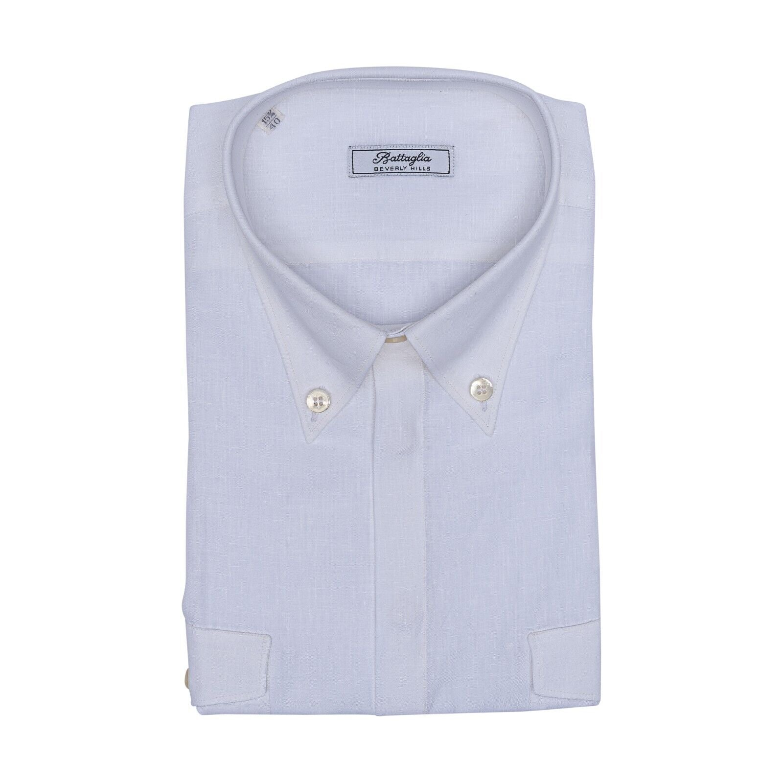 950$ LUXURY GERLIN X BATTAGLIA Shirt White " 100% IRISH LINEN " 4C