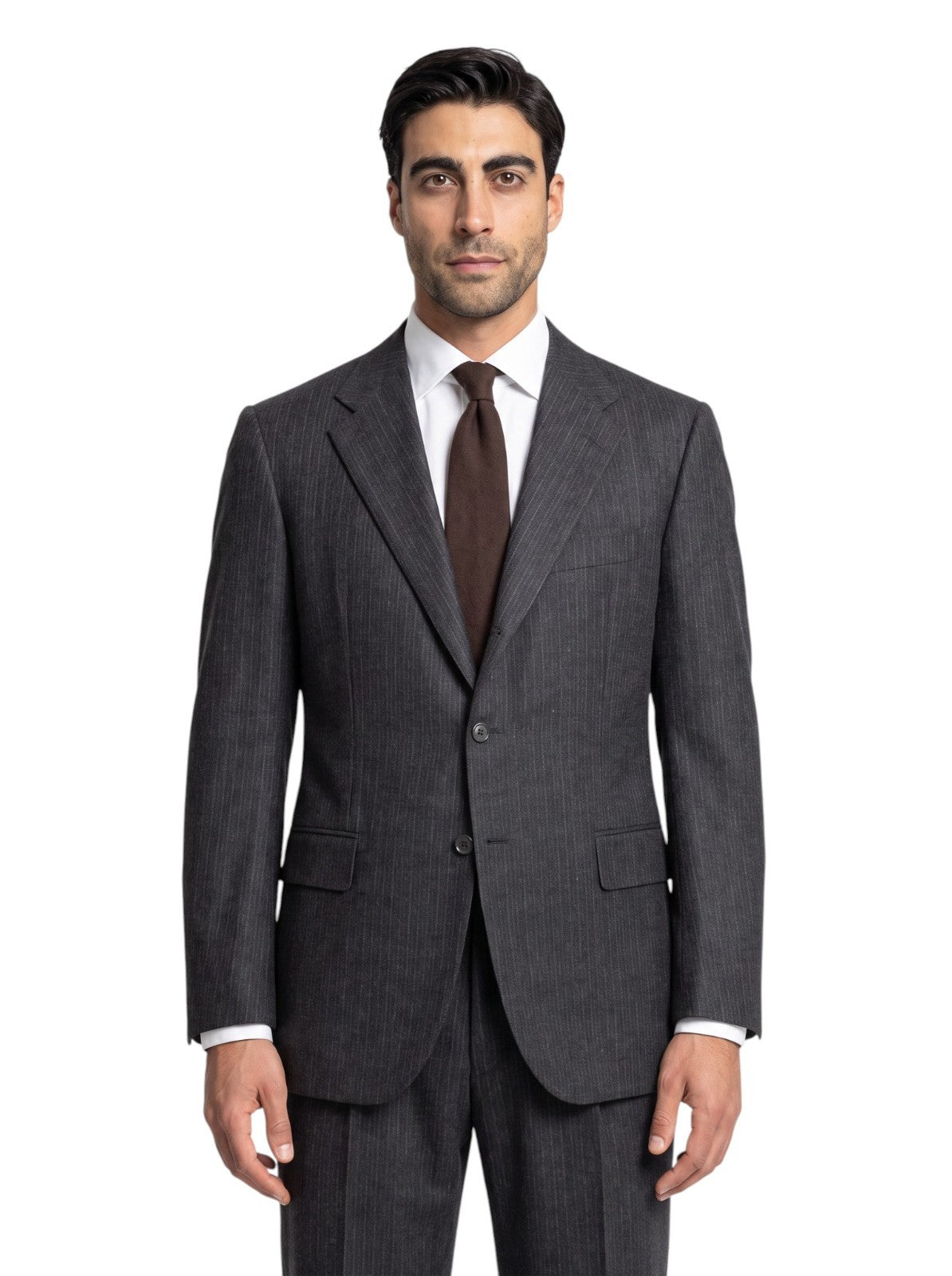 2900$ SARTORIO NAPOLI by KITON Gray 3/2 Roll Suit Flannel Wool 100's 44 US 54 IT
