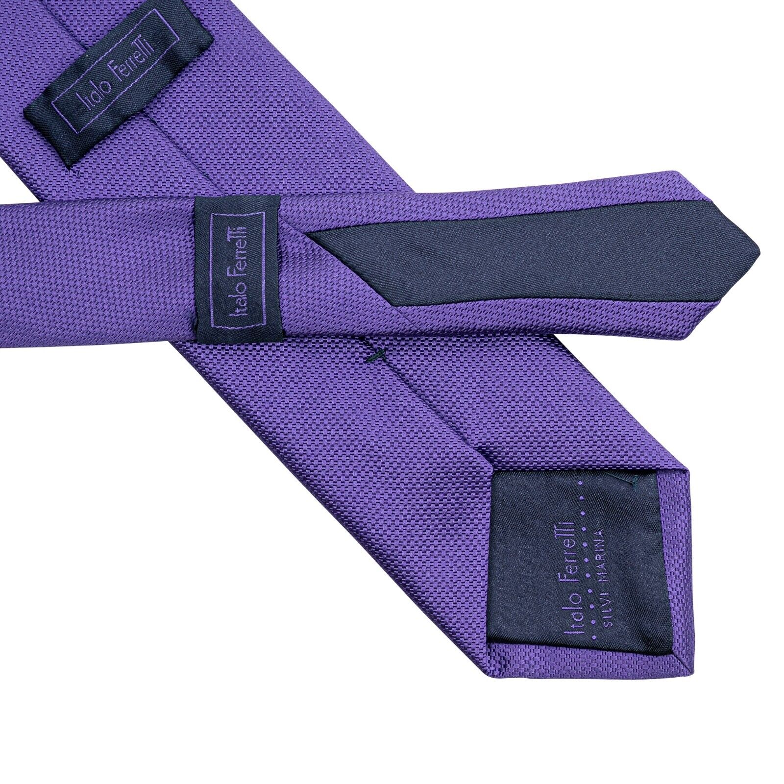 $290 ITALO FERRETTI Tie Textured Violet 100% Silk Handmade in Italy BIJAN