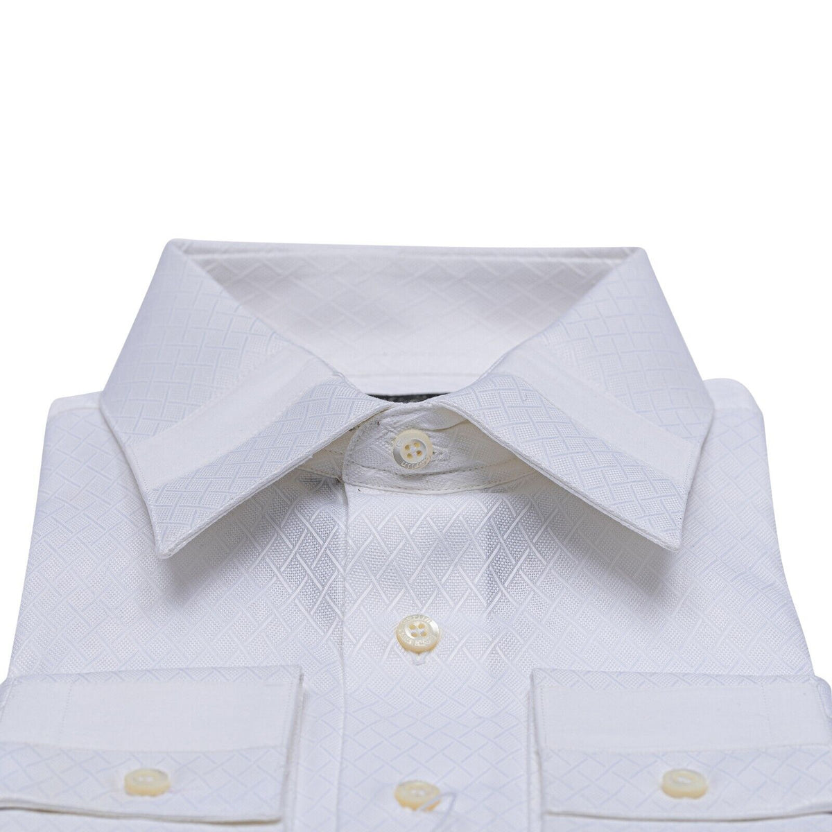 LUXURY 690$ GERLIN Shirt White Jacquard ALUMO Cotton 16 - 41 1Q BIJAN