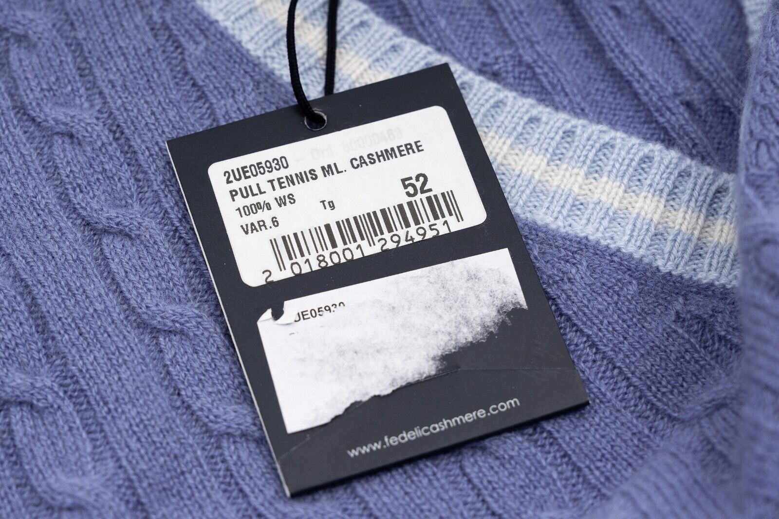 $1500 FEDELI CASHMERE Lilac "Tennis" Sweater 100% Cashmere Cable 42 US / 52 EU