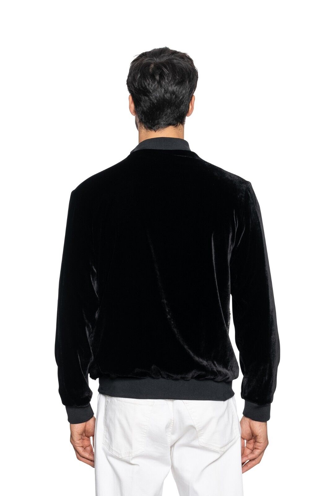 2000$ ITALO FERRETTI Bomber Jacket Velvet "PAYETTES" Lining Silk 40 US / 50 EU