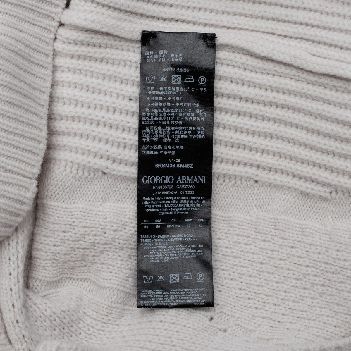 1630$ GIORGIO ARMANI NEVE Sweater Ice Turtleneck Wool Cashmere 40 US / 50 IT