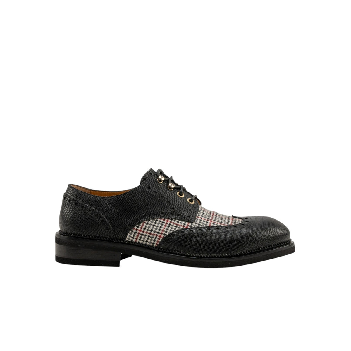 1200$ TESTONI Derby Shoes Saffiano + Princess of Walles Black 8 UK / 9 US 42 IT