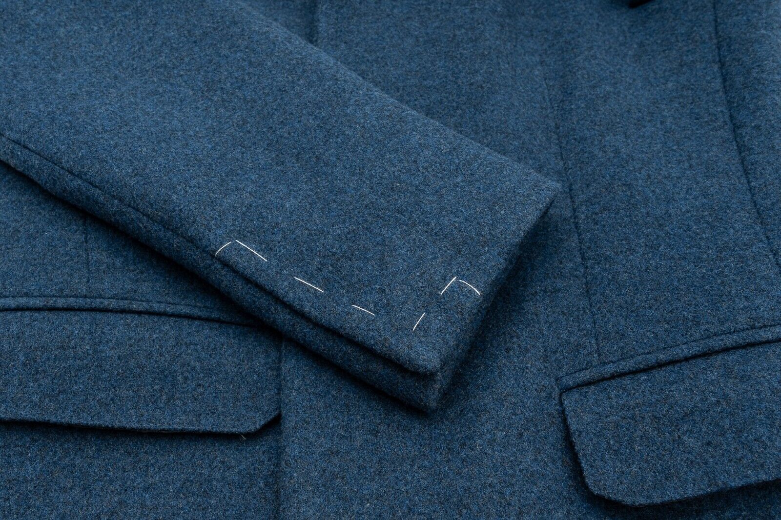 $1600 EIDOS by ISAIA NAPOLI Blue Coat Flannel Wool / Cashmere 38 US / 48 EU Slim