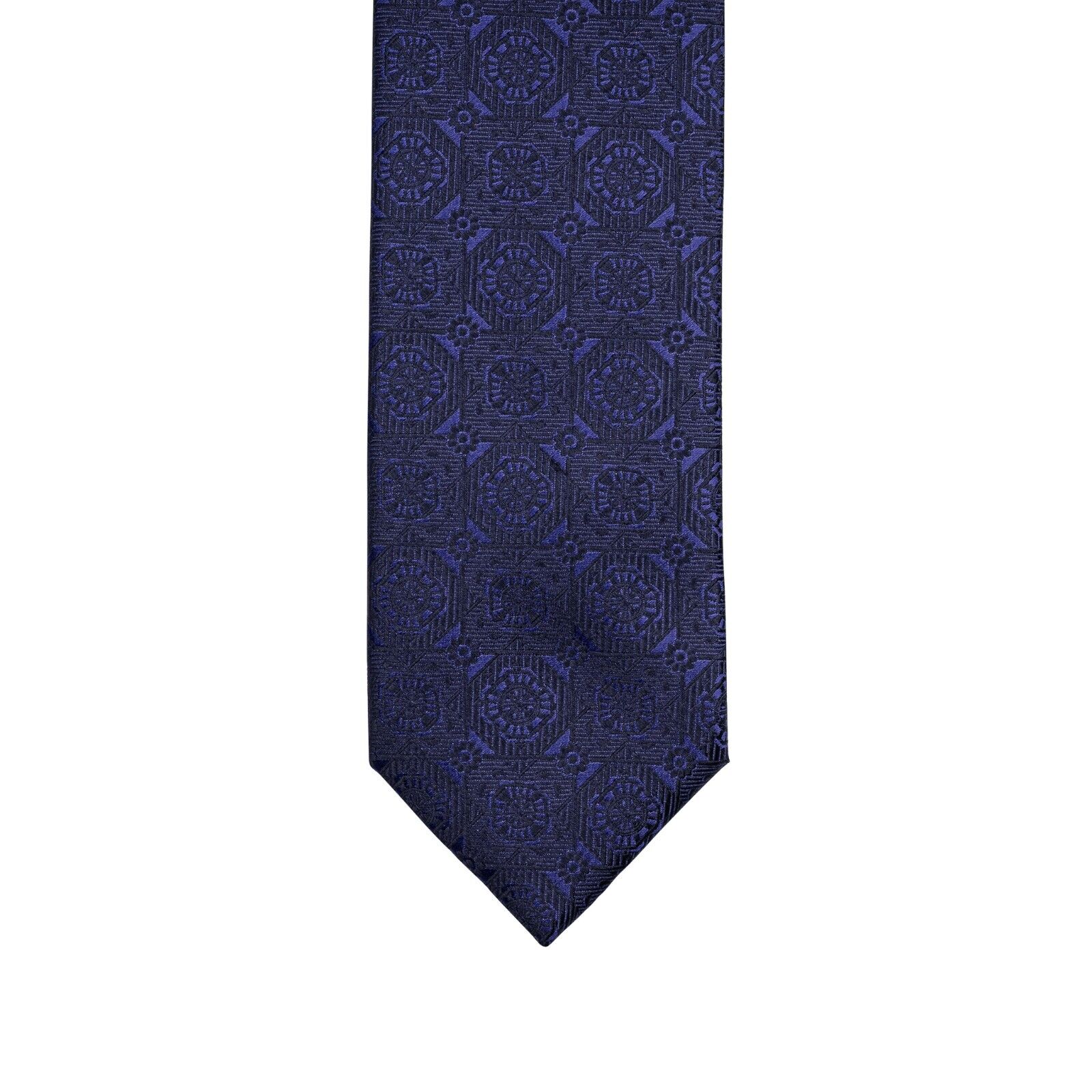 $290 ITALO FERRETTI Tie Medallion Dark Blue 100% Silk Handmade in Italy BIJAN