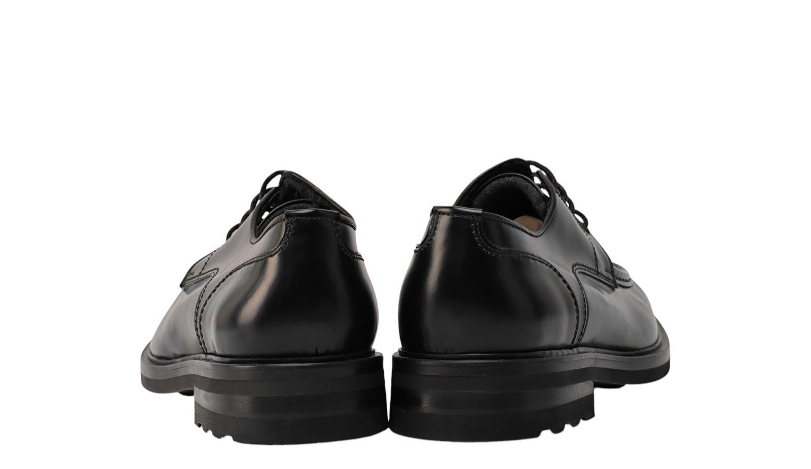 1250$ TESTONI Black Derby Shoes Brush Off Calf + Wool Lining 8 UK / 9 US / 42 IT