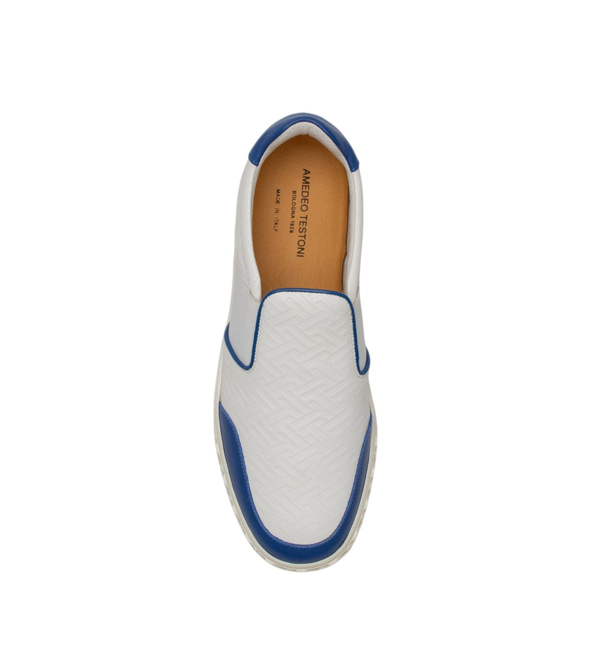 700$ TESTONI "Ravenna" Sneaker Slip On Interlocking Calf White 8 UK /9 US /42 IT