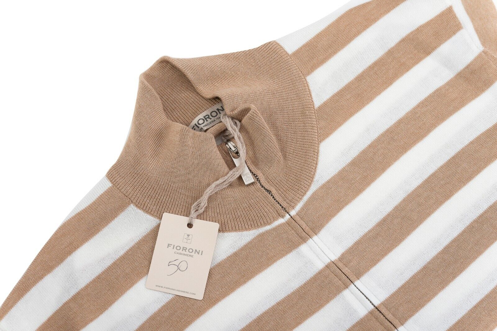 Luxury Knitwear FIORONI CASHMERE by Attolini Sweater Zip Cotton 40 US / 50 EU