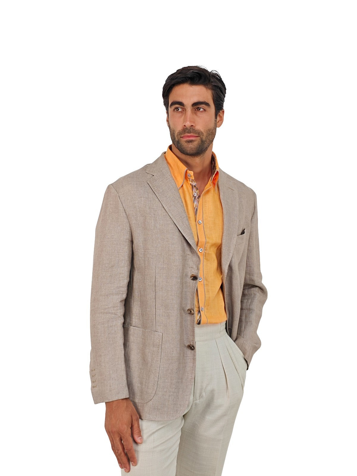 $1750 RUBINACCI NAPOLI Beige Jacket Sport Coat 100% Linen 42 US / 52 EU