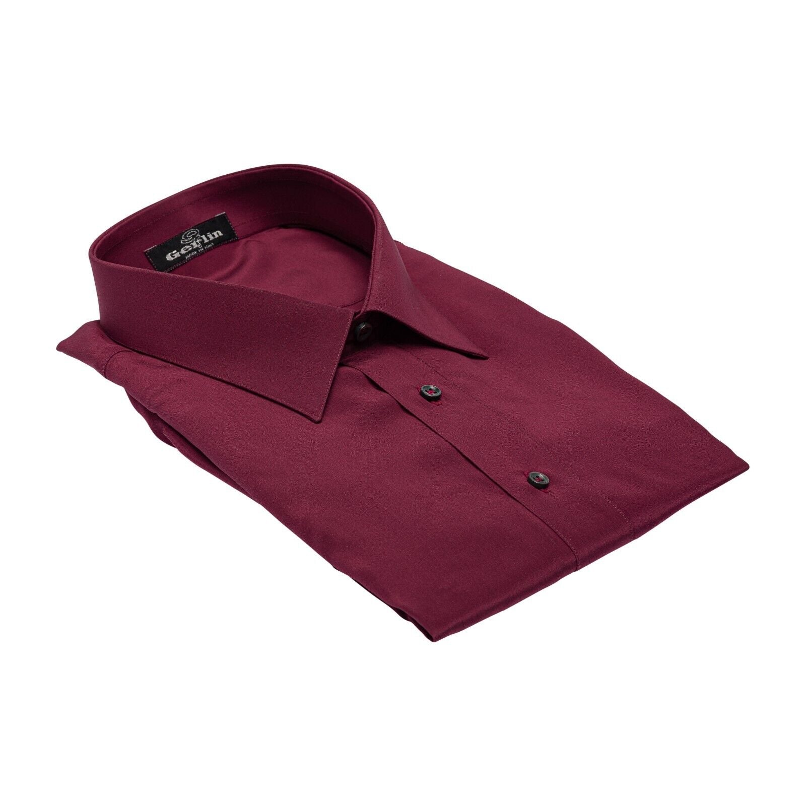 1400$ ITALIAN LUXURY GERLIN Shirt Red Wine 100% Crèpe Silk 1R ZILLI