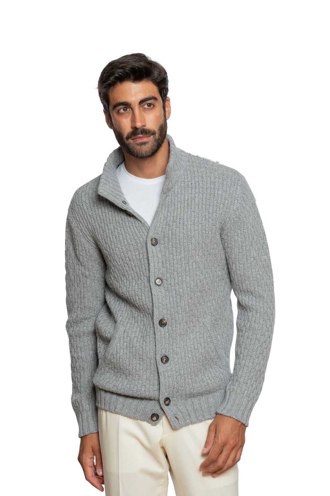 1100$ DELLA CIANA CASHMERE Bomber Cardigan Merinos / Cashmere + Fur 40 US  50 EU
