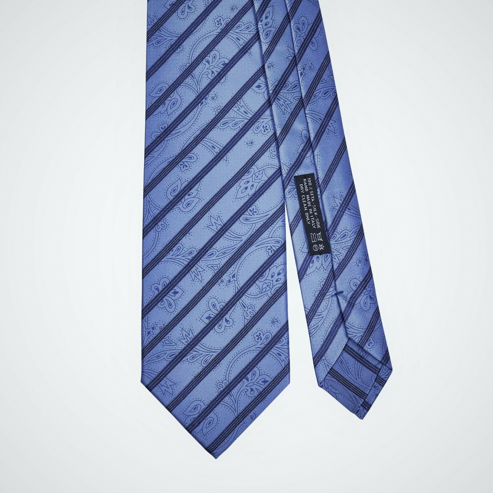 $220 ITALO FERRETTI x GERLIN Tie Striped Satin Silk Blue Sky BIJAN