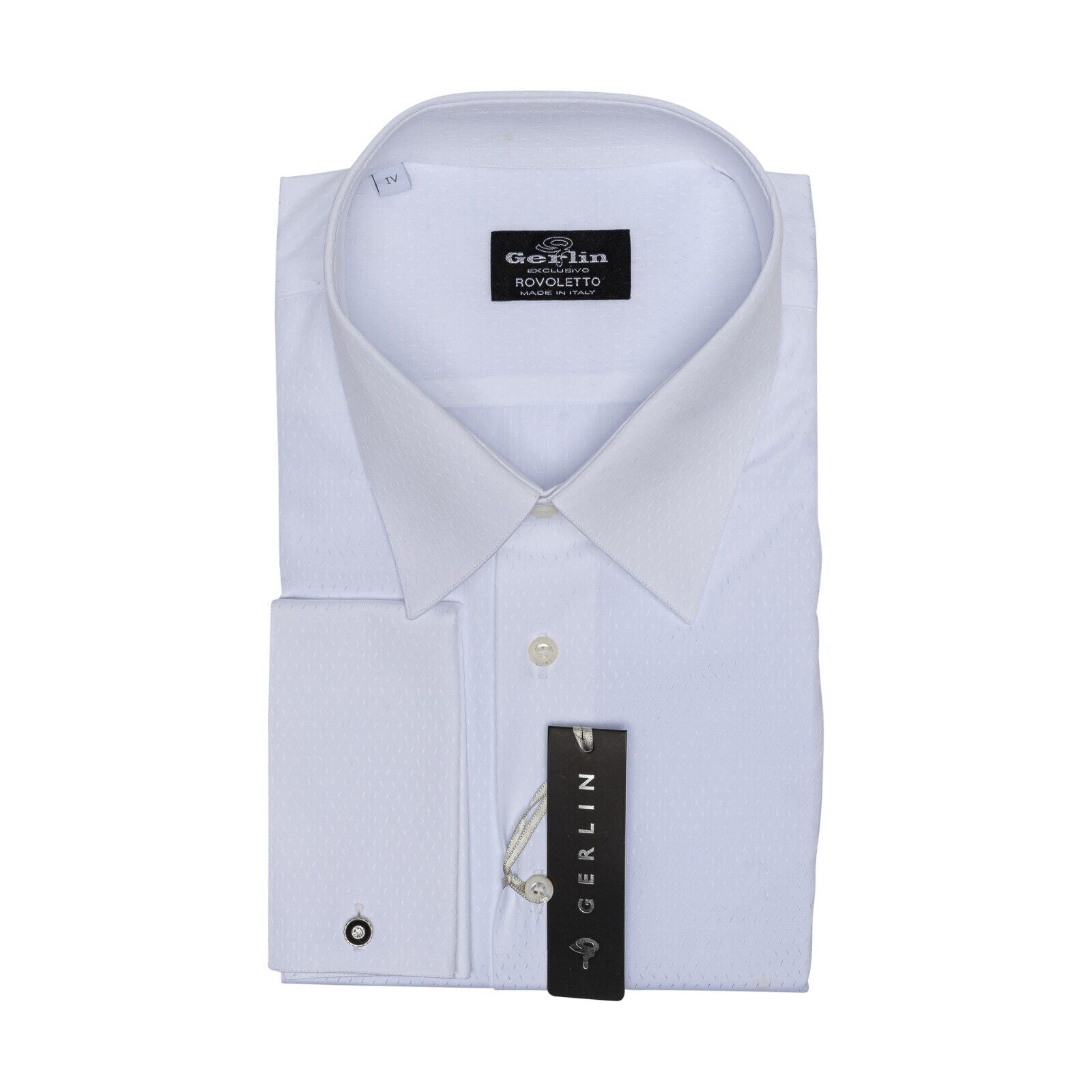 690$ ITALIAN LUXURY GERLIN Shirt White Jacquard Cotton 5B ZILLI