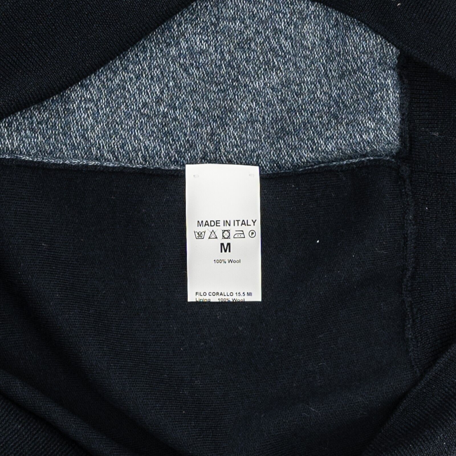 1300$ ISAIA NAPOLI Blue Bicolor Sweater Crewneck Soft Wool 15.5 Micron Size M