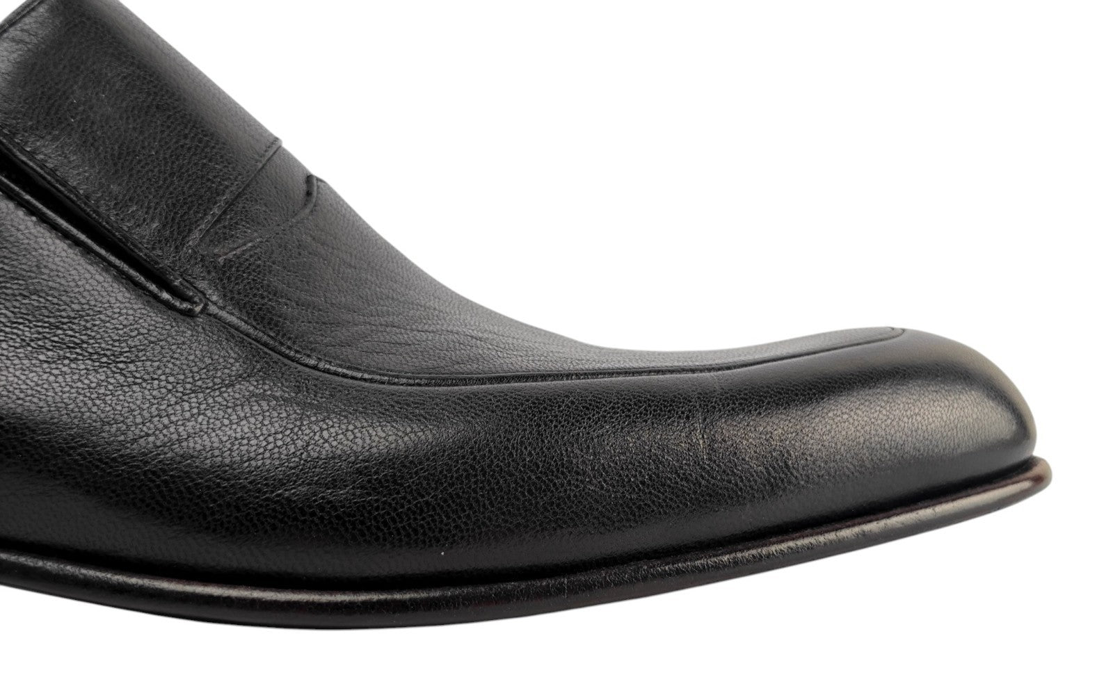 1300$ TESTONI BOLOGNESE CONSTRUCTION Black SlipOn Shoes Calf 8 UK / 9 US / 42 IT